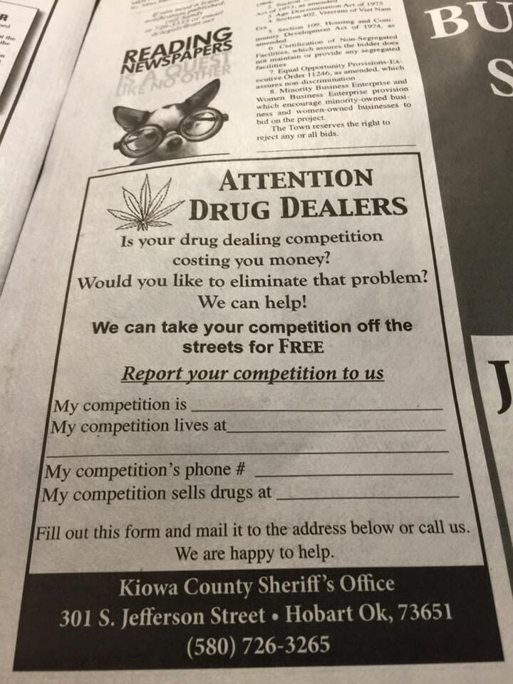 Attention Drug Dealers Ad
