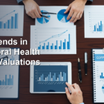 Four people work at a table covered with charts, graphs, and a tablet; text reads "2026 Trends in Behavioral Health Center Valuations.